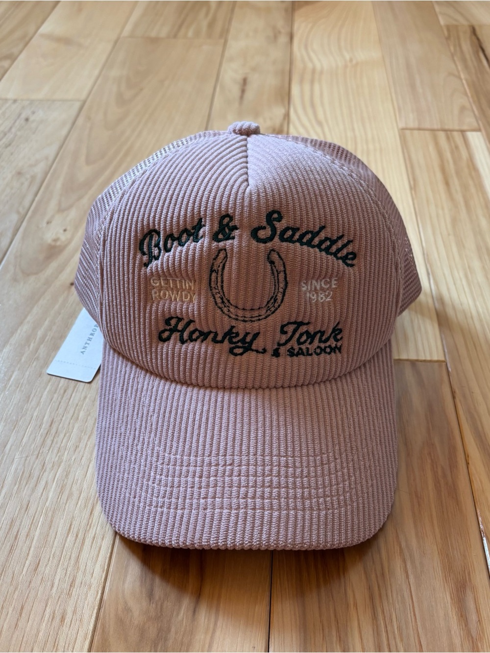 NEW Anthropologie Boot & Saddle Pink Corduroy Honky Tonk Saloon Trucker Hat